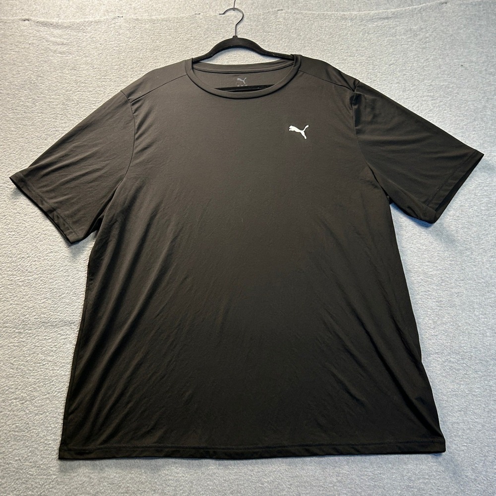 Puma Athletic T-Shirt Mens XL Black Short Sleeve Performance Logo Tee Training